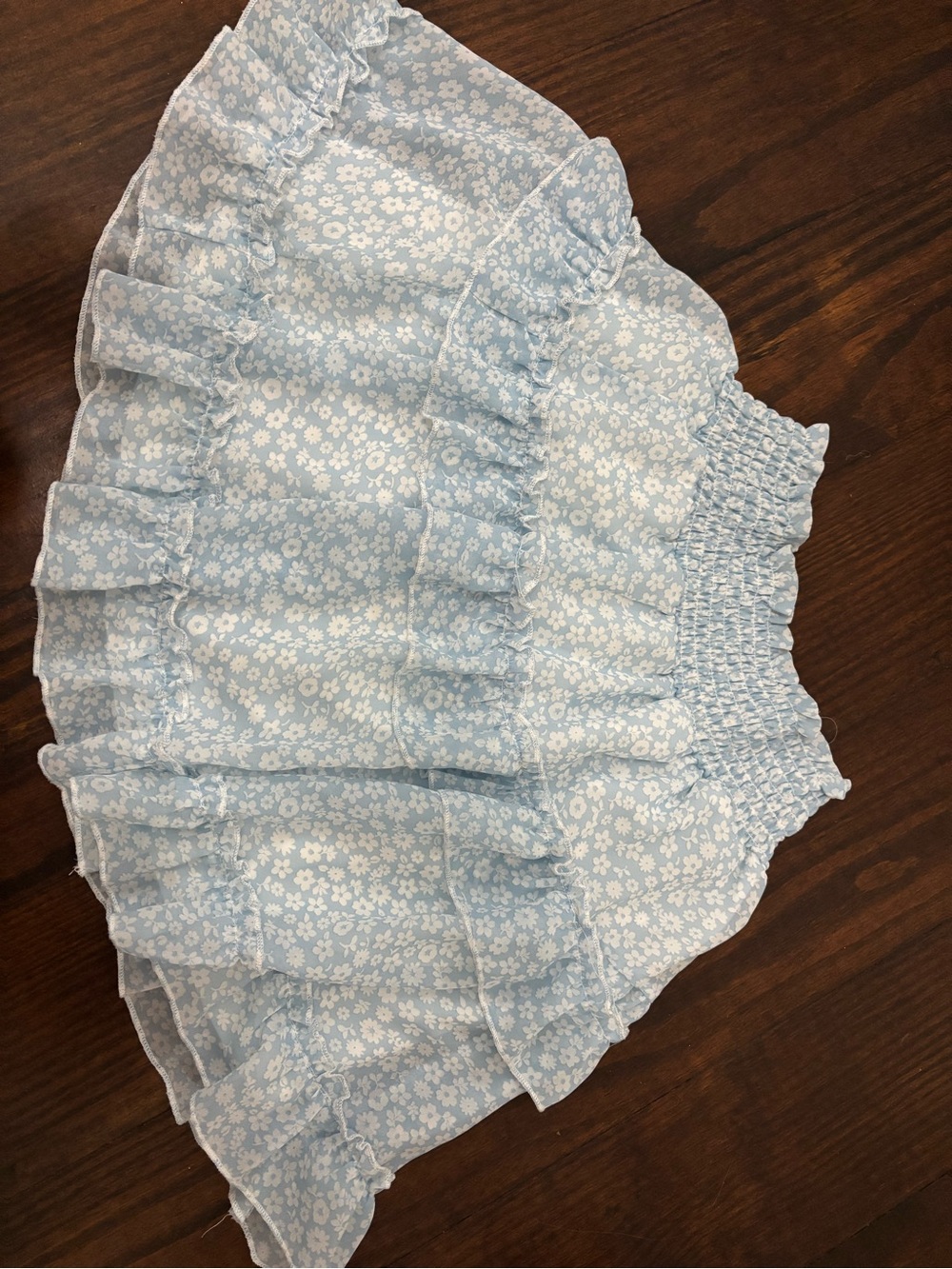 Altar’d State Light Blue Floral Ruffled Mini Skirt